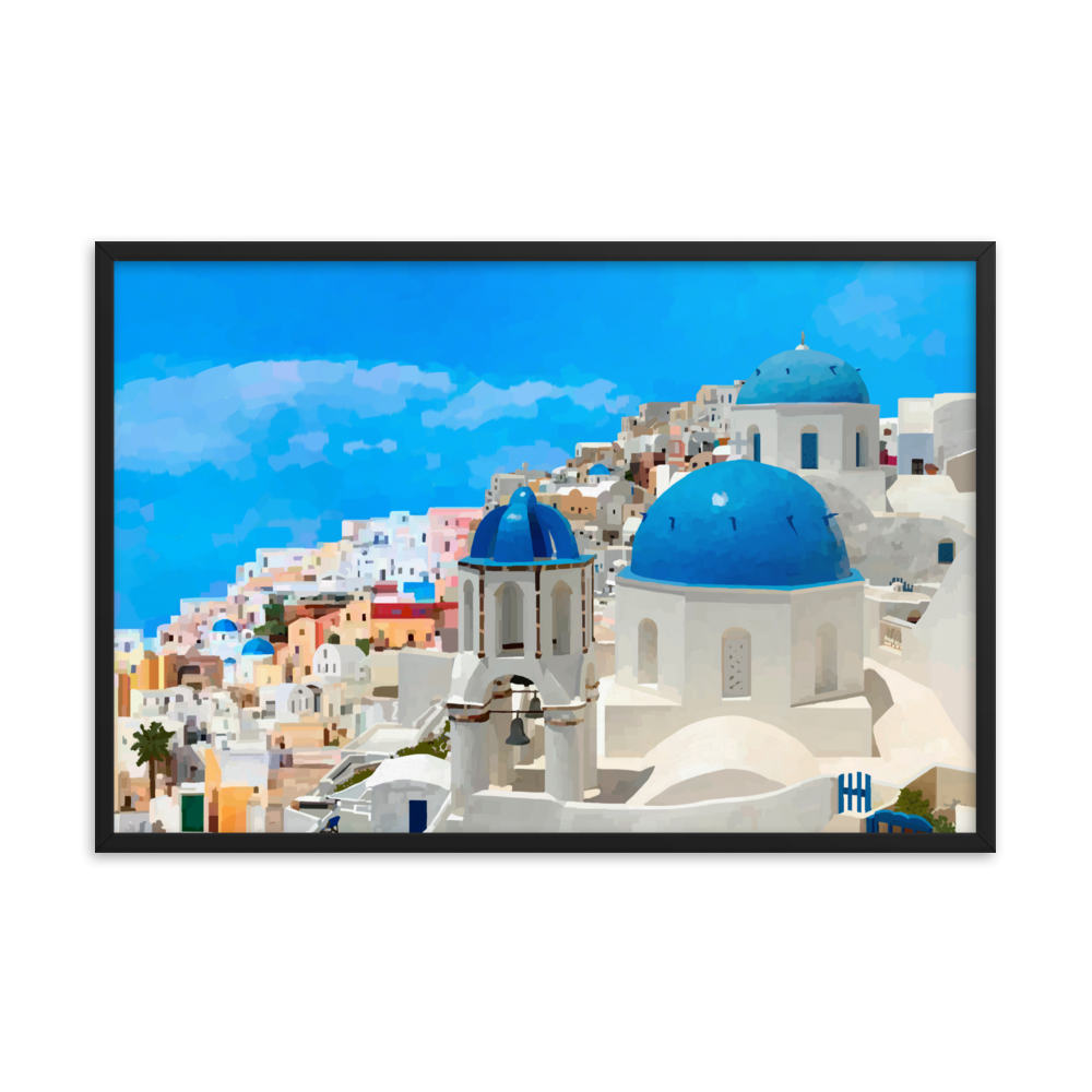 Santorini Greece Framed Wall Art Print
